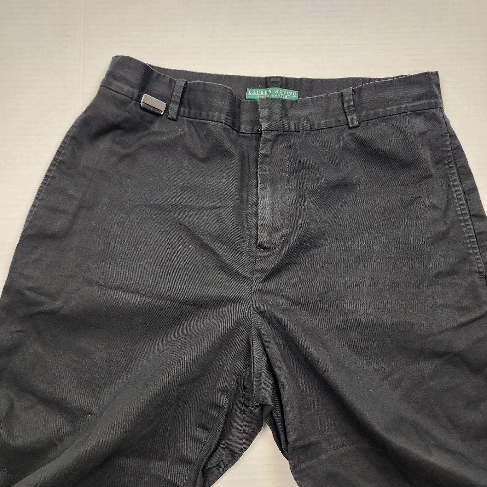 Lauren Active Ralph Lauren Black Cotton Stretch Pants Zip Pockets Size 6 - Picture 6 of 11